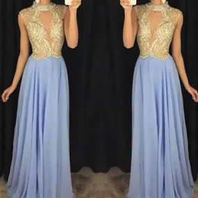 blue prom dresses long chiffon cap sleeve beaded a line cheap elegant 2021 prom gowns