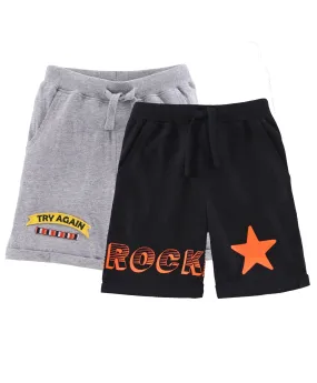 Boys Pull on Shorts with roll up hem & applique - Pack of 2