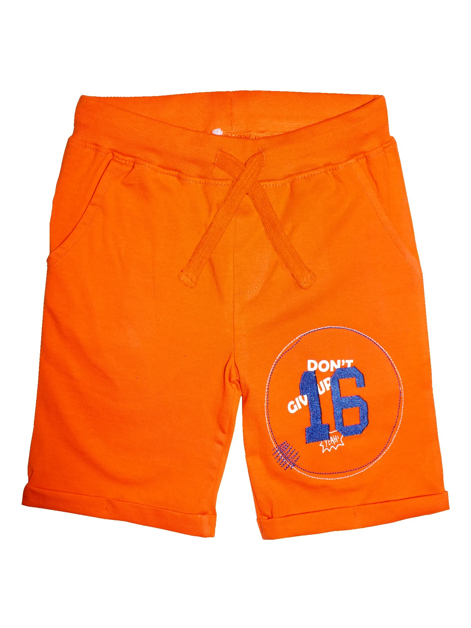 Boys Pull on Shorts with roll up hem & applique - Pack of 2