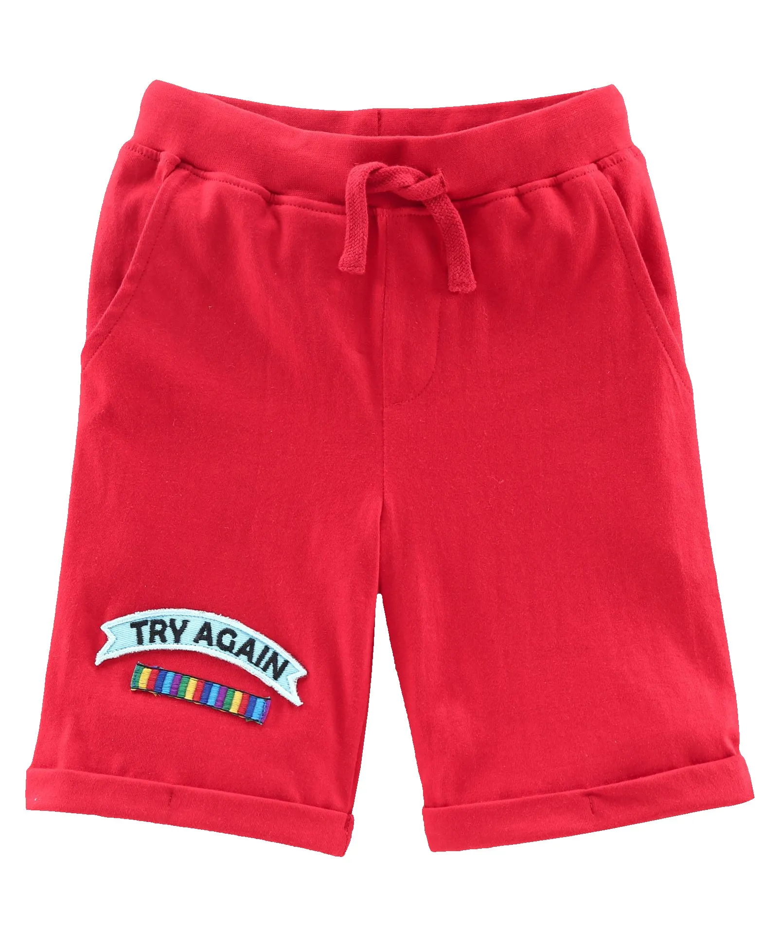 Boys Pull on Shorts with roll up hem & applique - Pack of 2