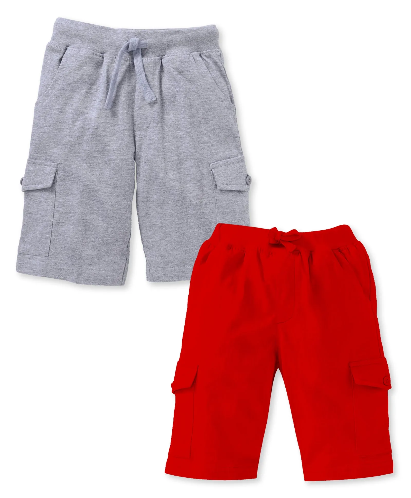 Boys Solid Knit Cargo Short Pack Of 2