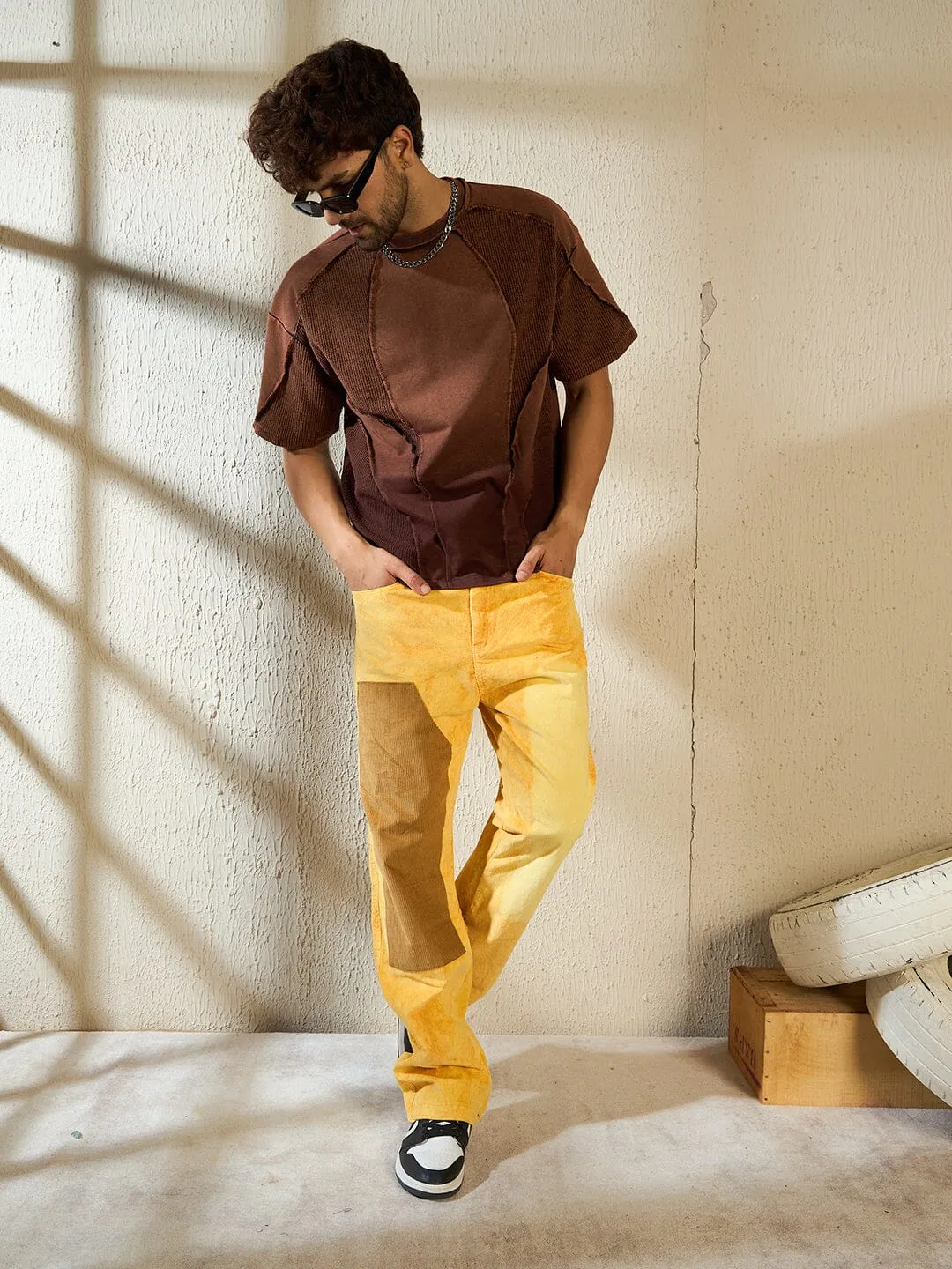 Brown Ombre Cut & Sew Oversized Tshirt