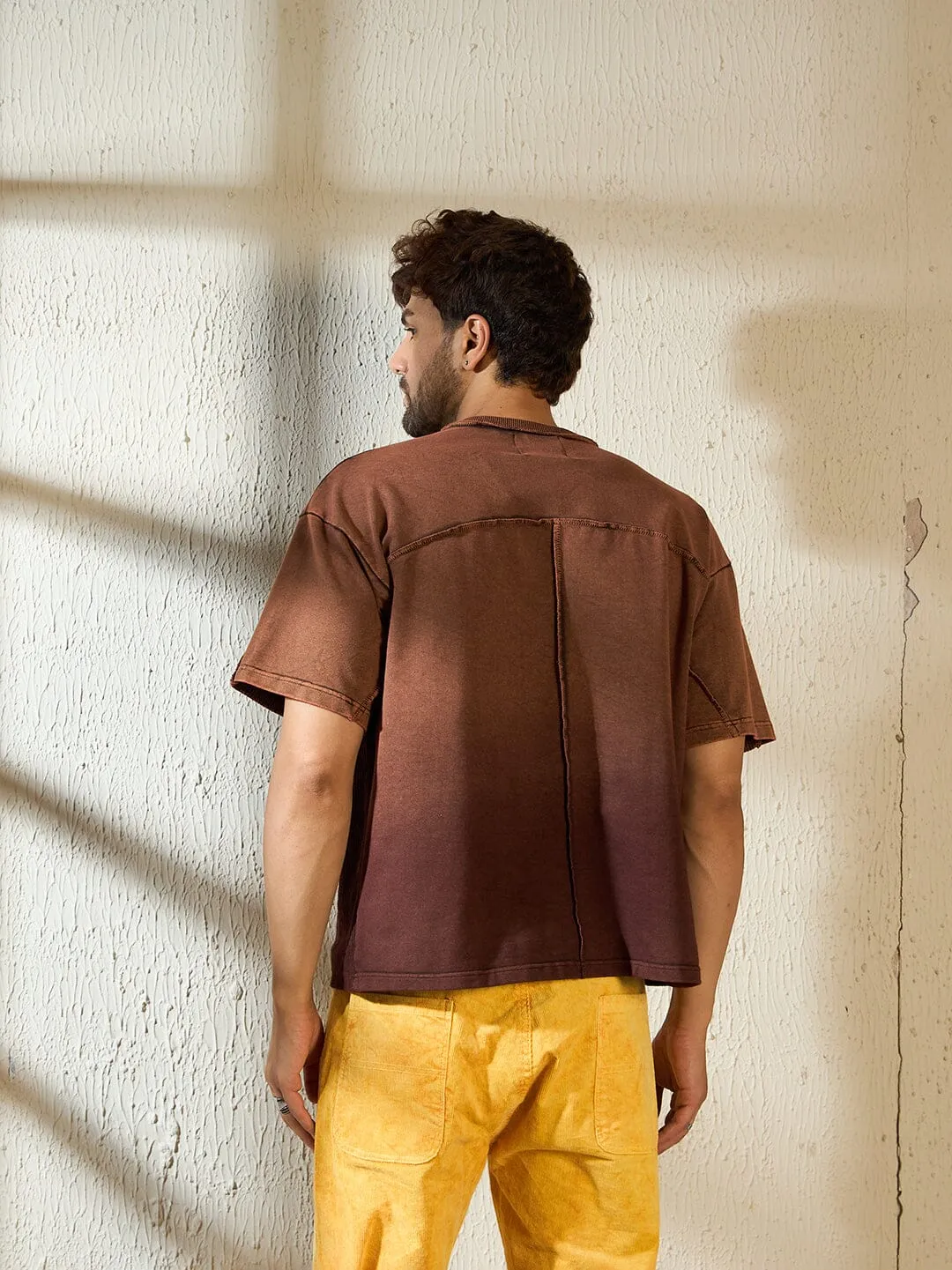 Brown Ombre Cut & Sew Oversized Tshirt