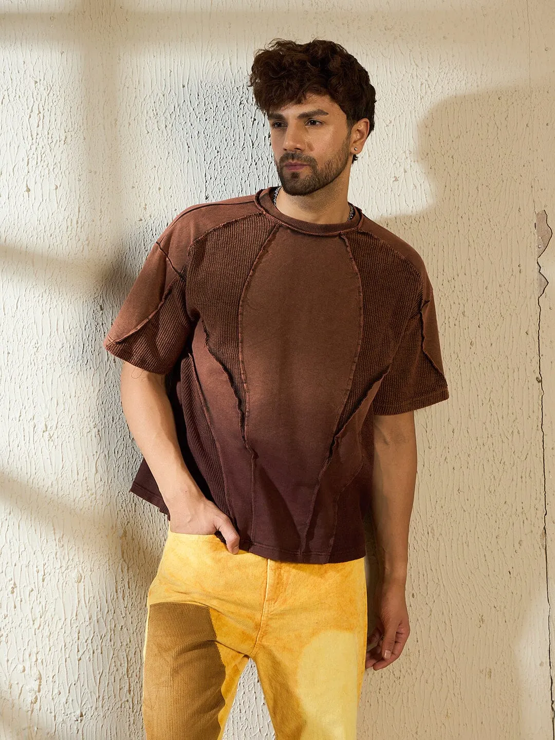 Brown Ombre Cut & Sew Oversized Tshirt