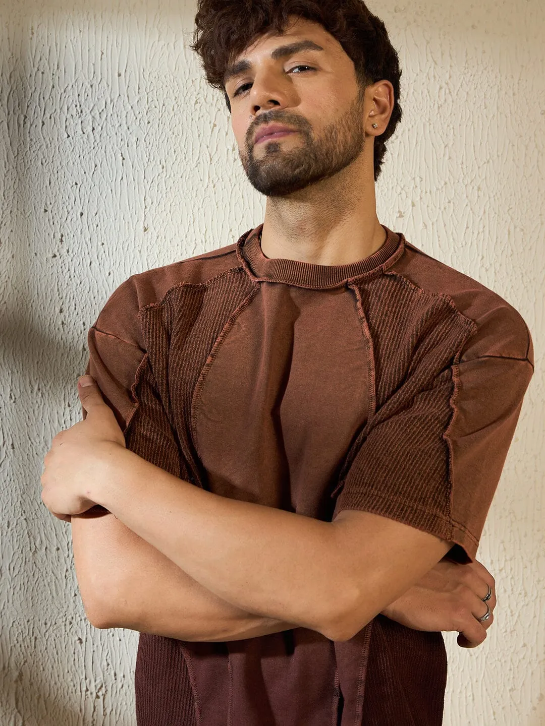 Brown Ombre Cut & Sew Oversized Tshirt