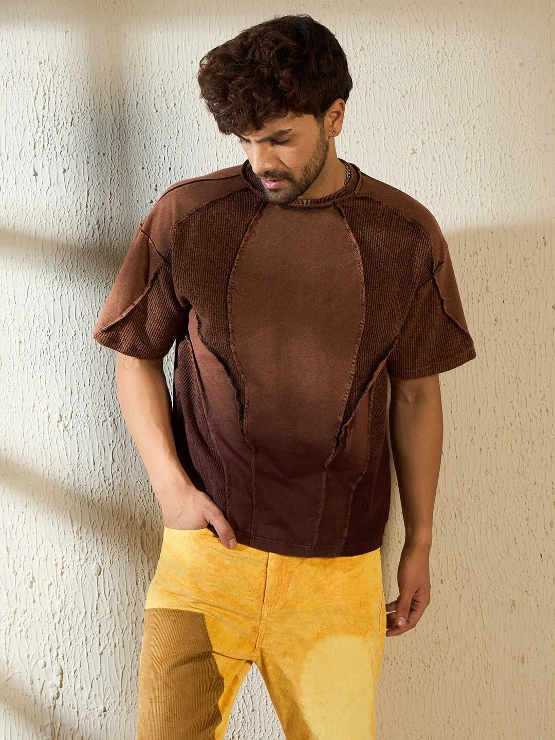 Brown Ombre Cut & Sew Oversized Tshirt