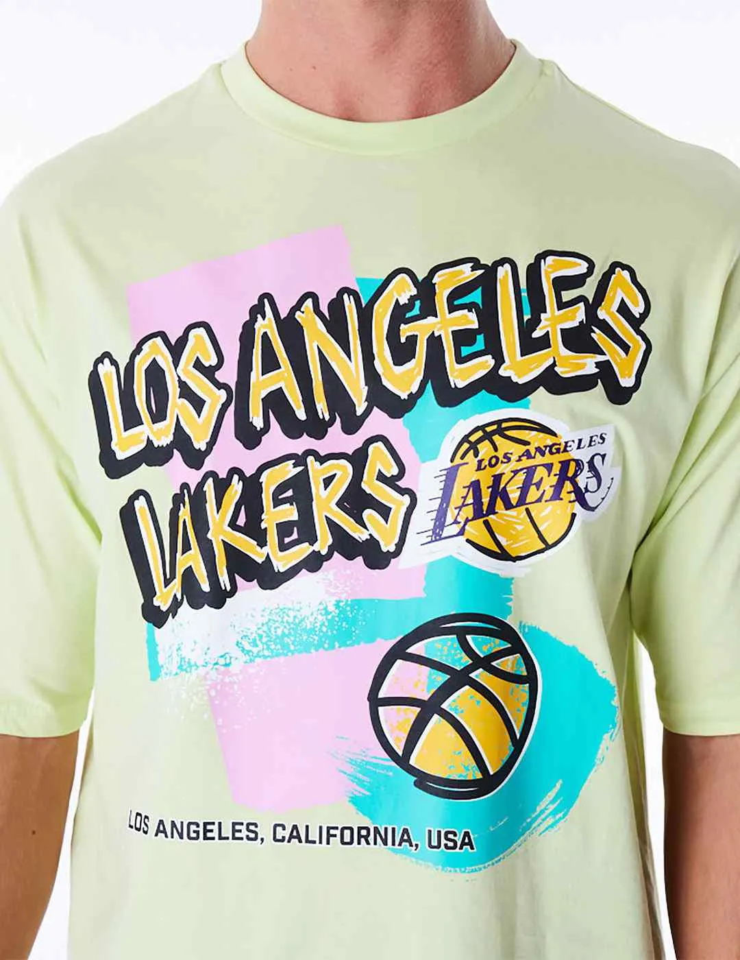 Camiseta New Era NBA Lakers Retro Graphic Verde