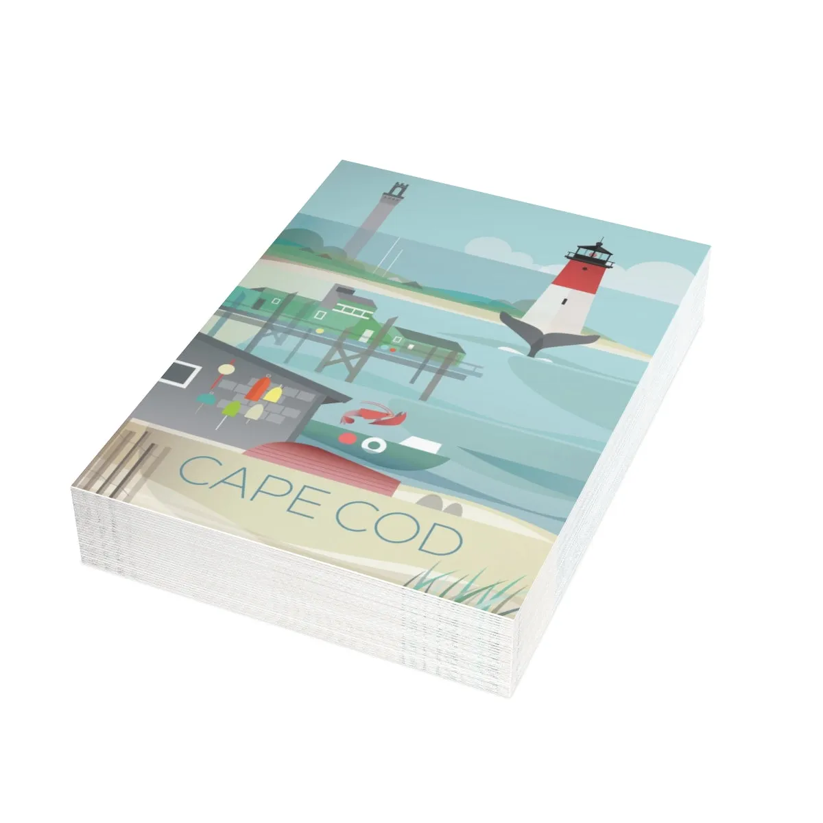 Cape Cod Folded Matte Notecards   Envelopes (10pcs)