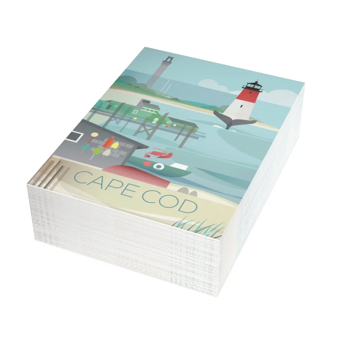 Cape Cod Folded Matte Notecards   Envelopes (10pcs)