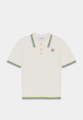 Casablanca Knit Rib Boucle Polo White