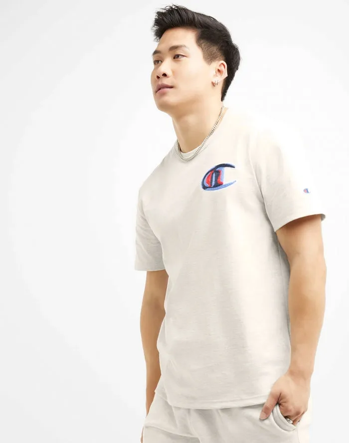 Champion Men's Chain Stitched C Heritage Tee Oatmeal Heather GT19 5863NA K74