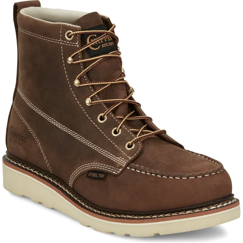 Chippewa Men's Edge Walker 6" Steel Toe Lace Up Work Boot -Brown- ED5321