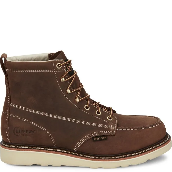 Chippewa Men's Edge Walker 6" Steel Toe Lace Up Work Boot -Brown- ED5321