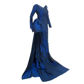 CHRISTIAN DIOR Vintage 1988 Long Blue Gown | Size 27