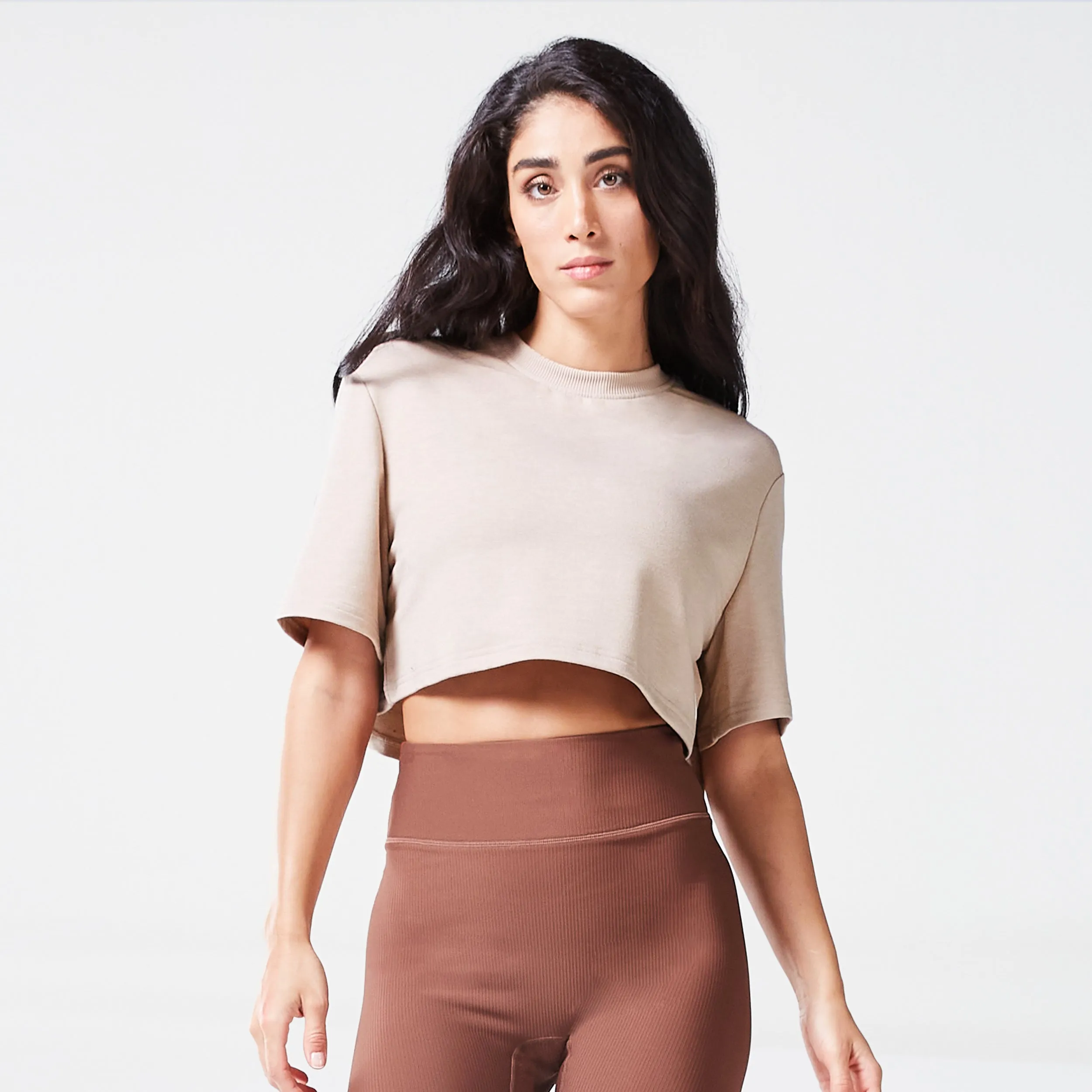 Code Mystery Crop Tee - Cobblestone Marl