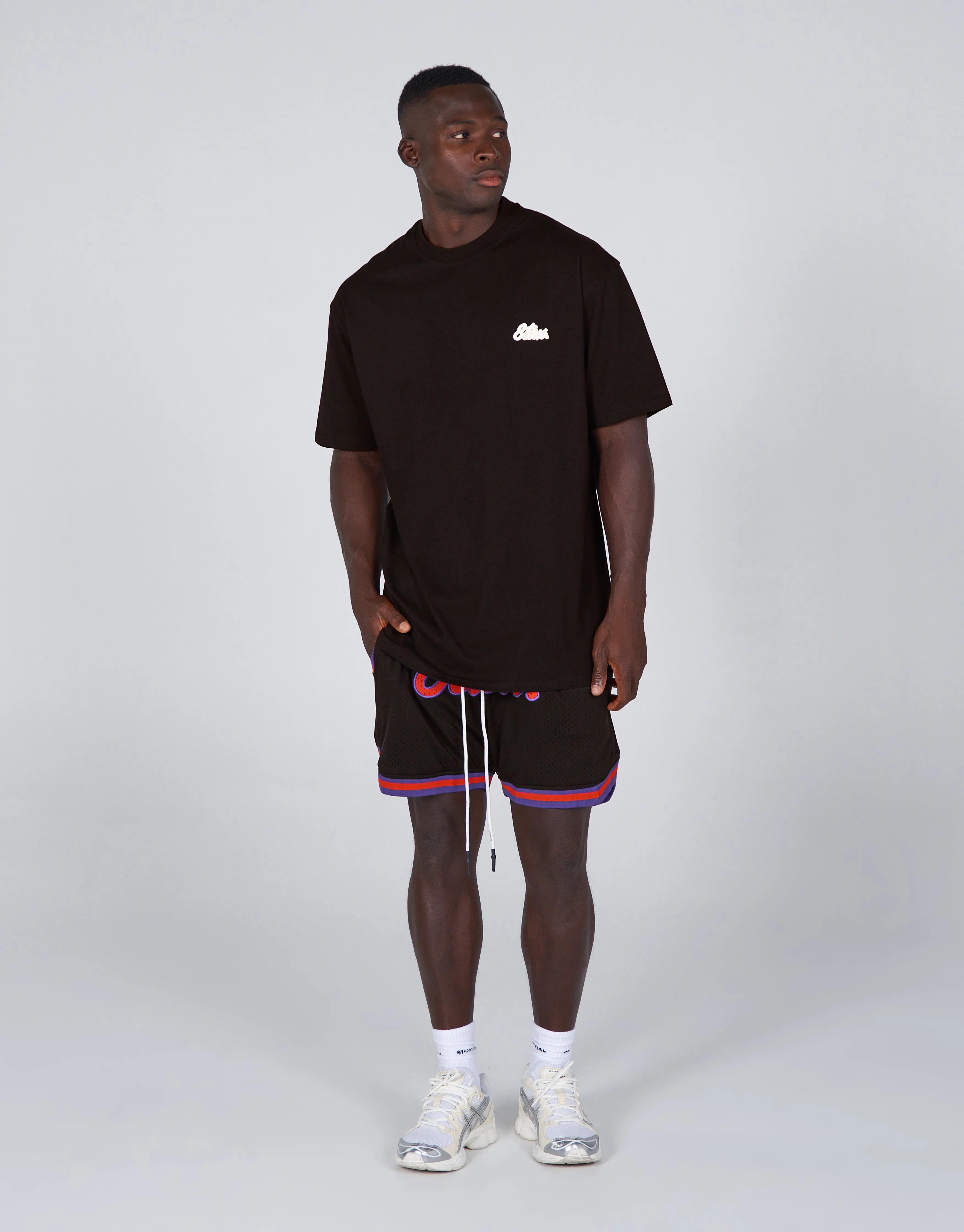 Court Drip Basketball Tee - Black & Cream