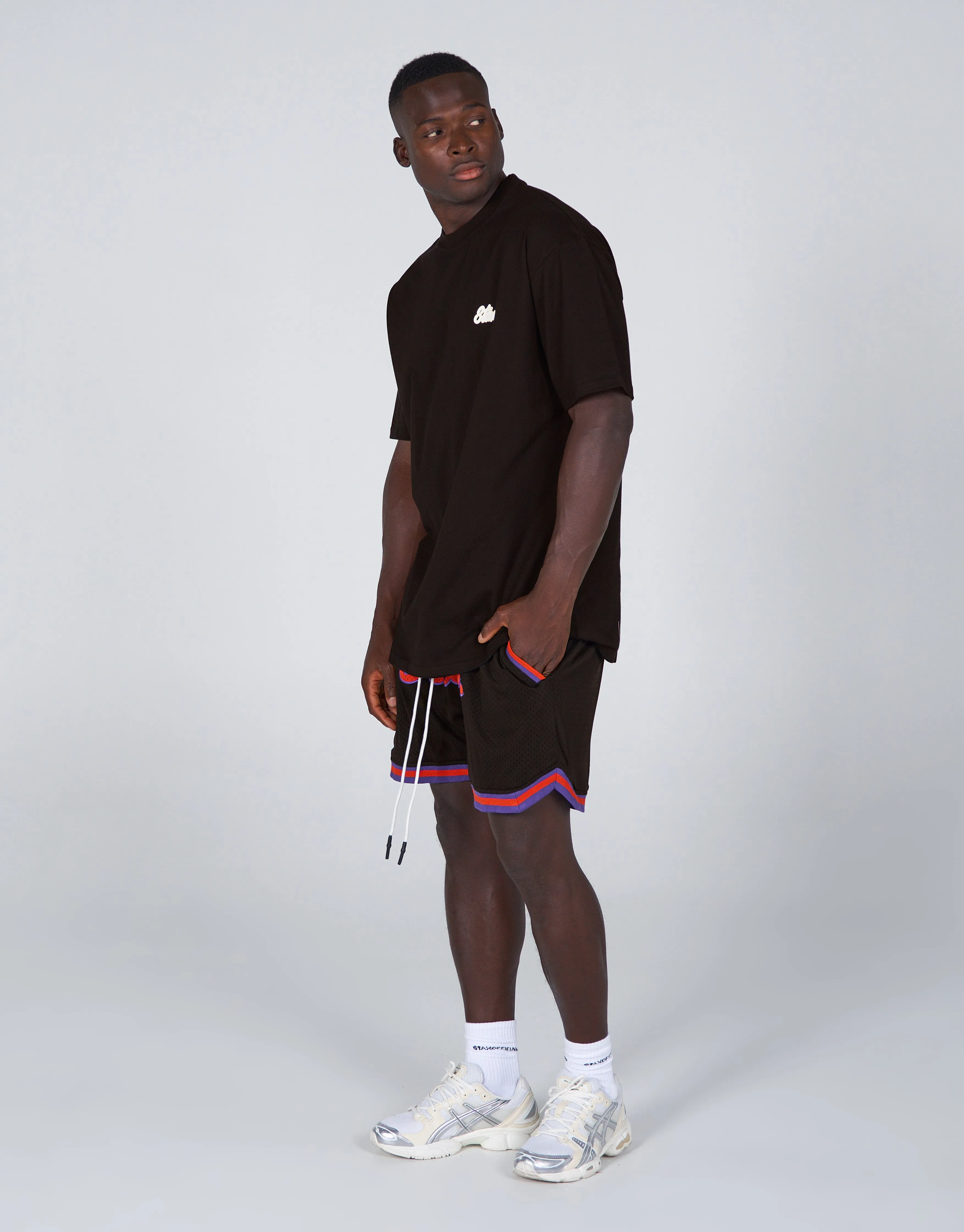 Court Drip Basketball Tee - Black & Cream