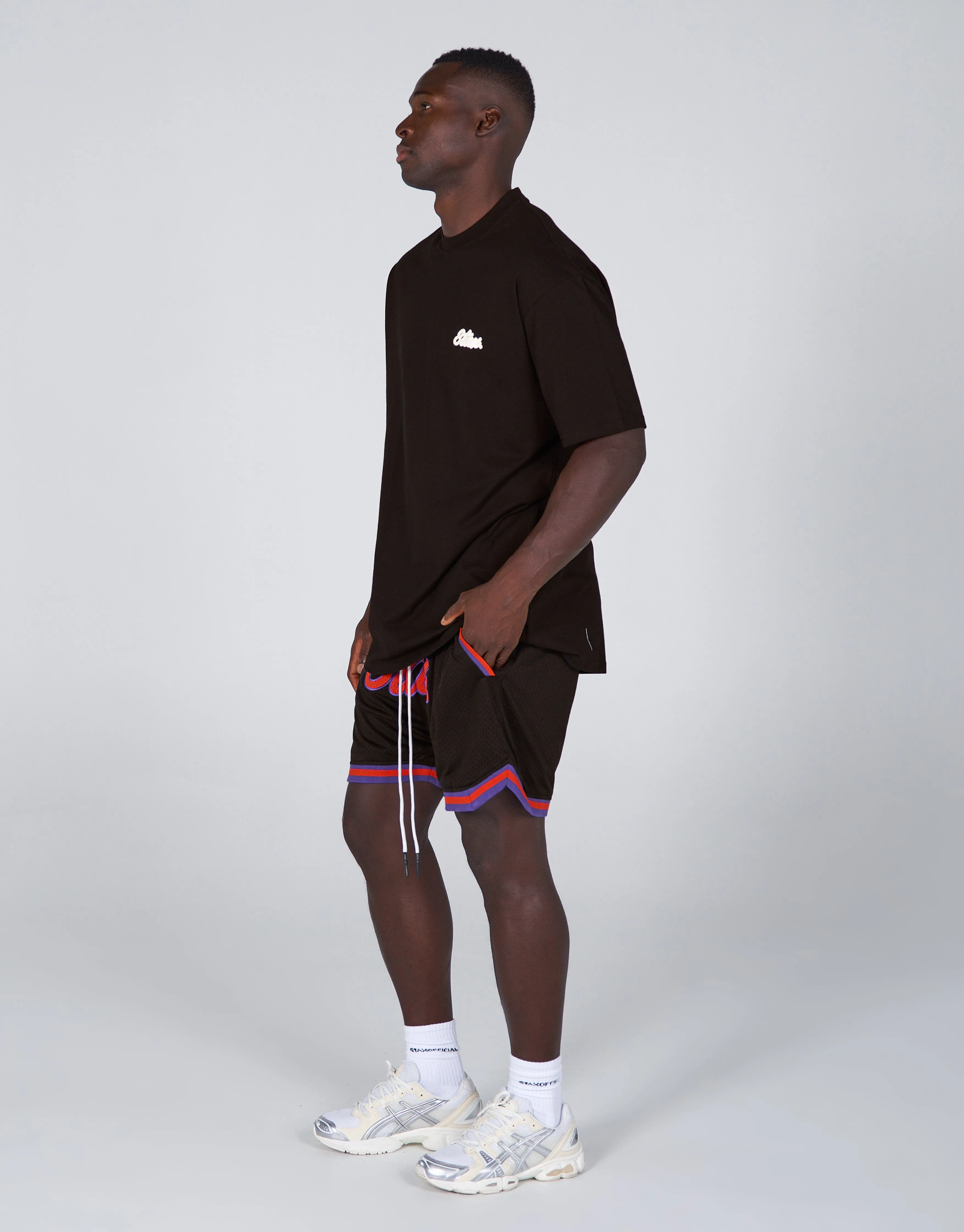 Court Drip Basketball Tee - Black & Cream