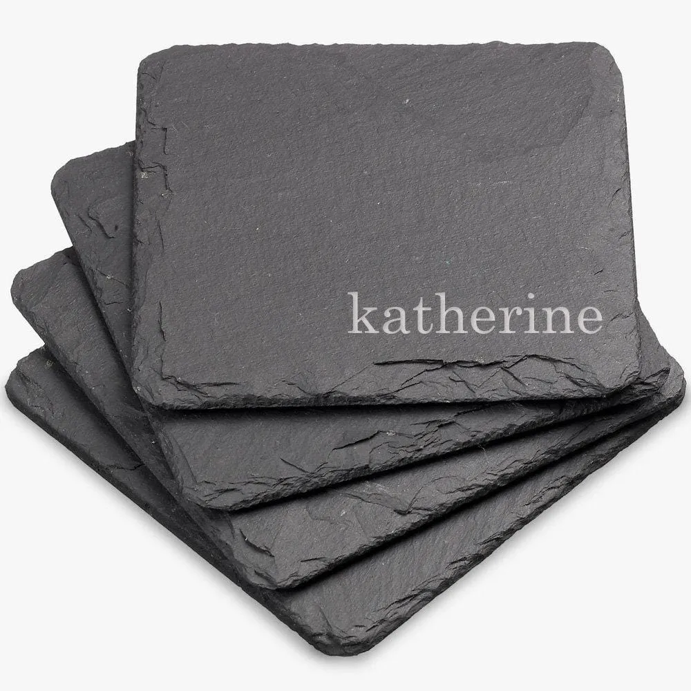 Customized Katherine Square Slate Coaster Set