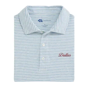 Dallas Vintage Script Row Stripe Icon Polo - Sky