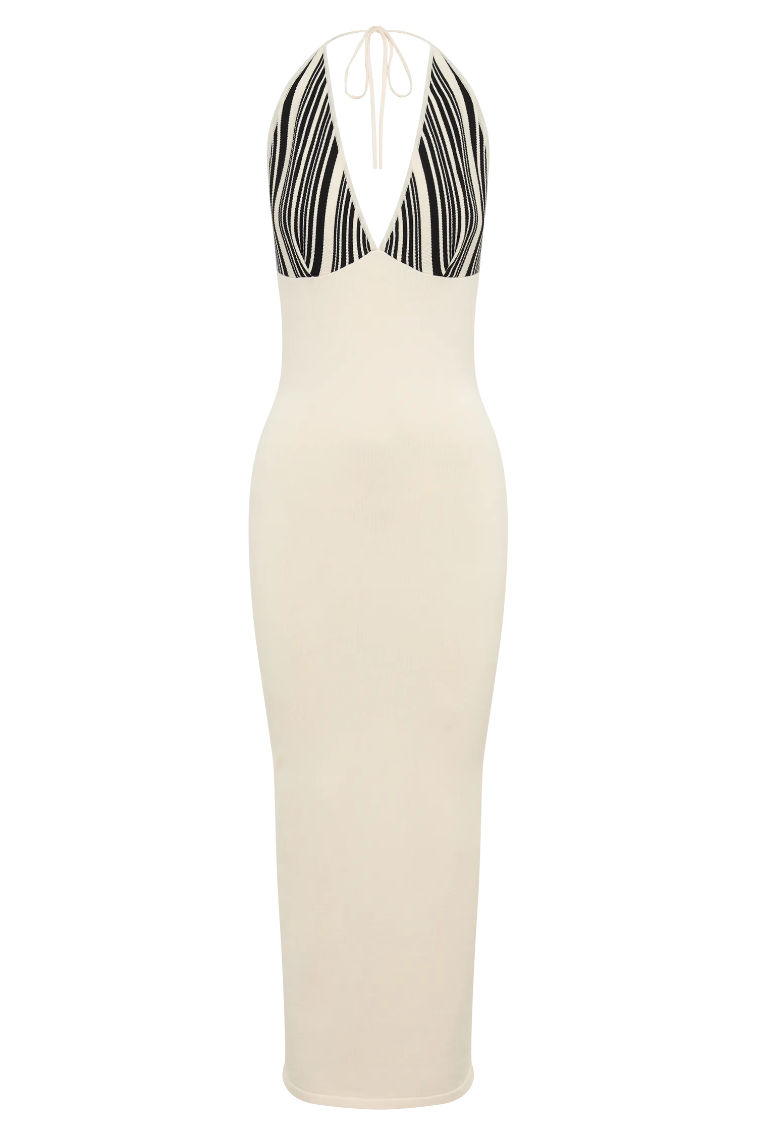 Dana Stripe Knit Halter Midi Dress - Ivory