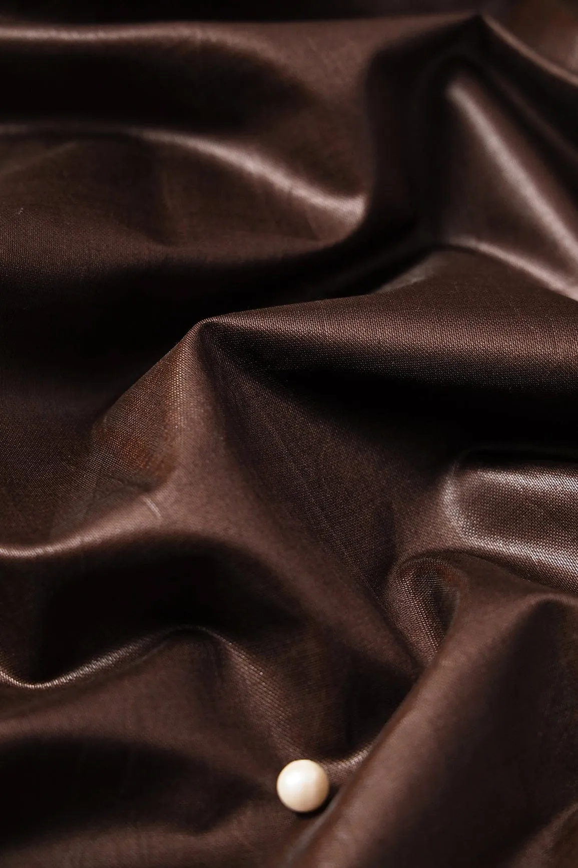 Dark Brown Dyed Viscose Chanderi Silk Fabric