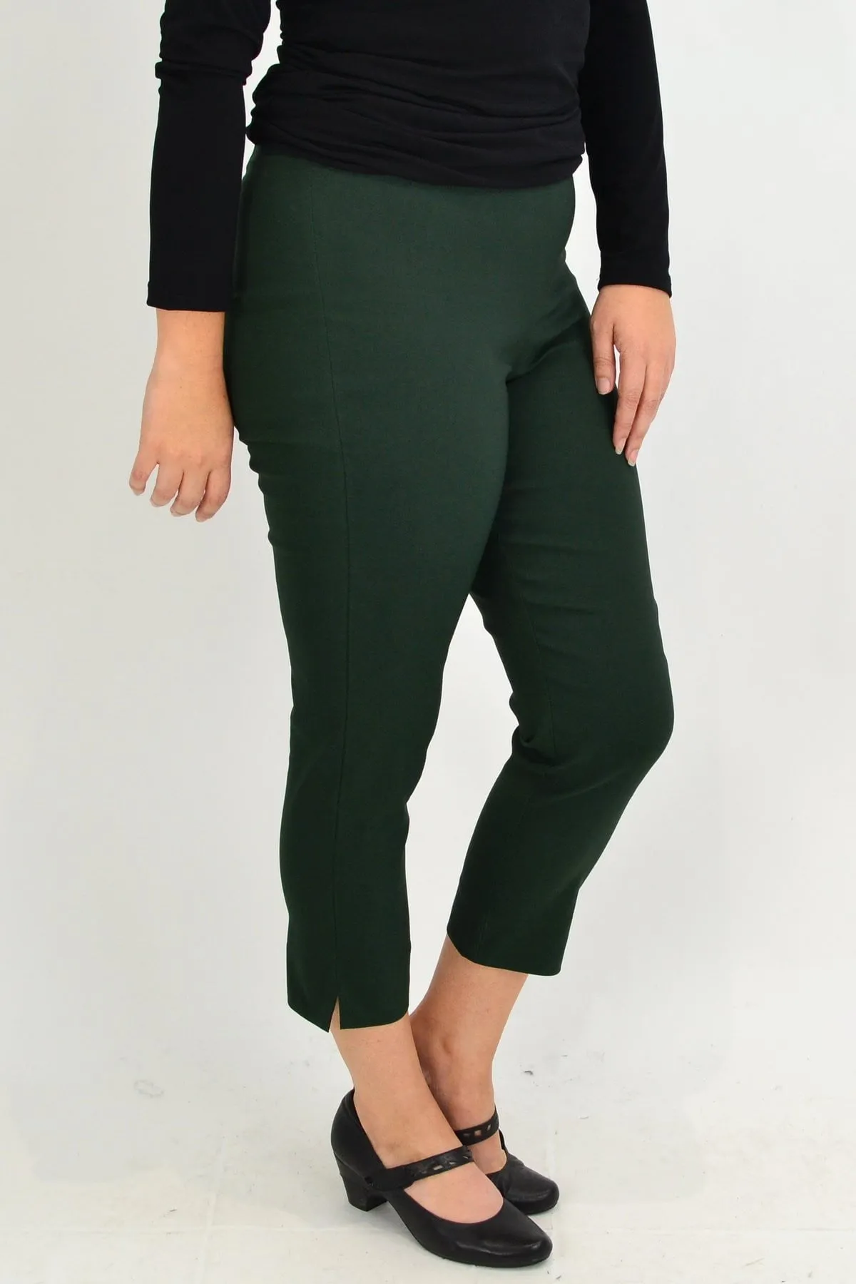 Dark Green Stretch Pull On 7/8th Pants