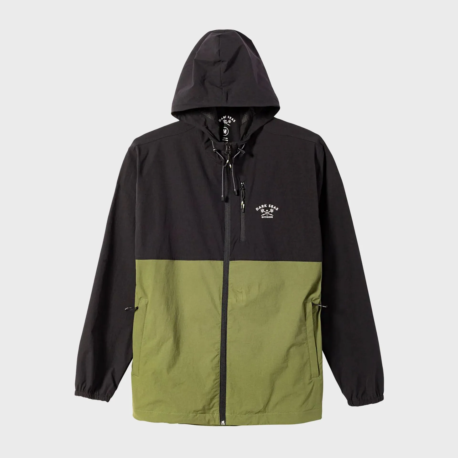 Dark Seas Mens Breaker Jacket - Black/Olive