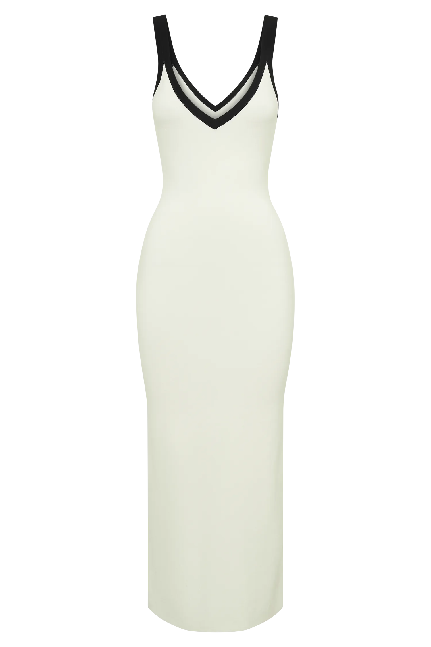 Debbi Contrast Knit Midi Dress - White