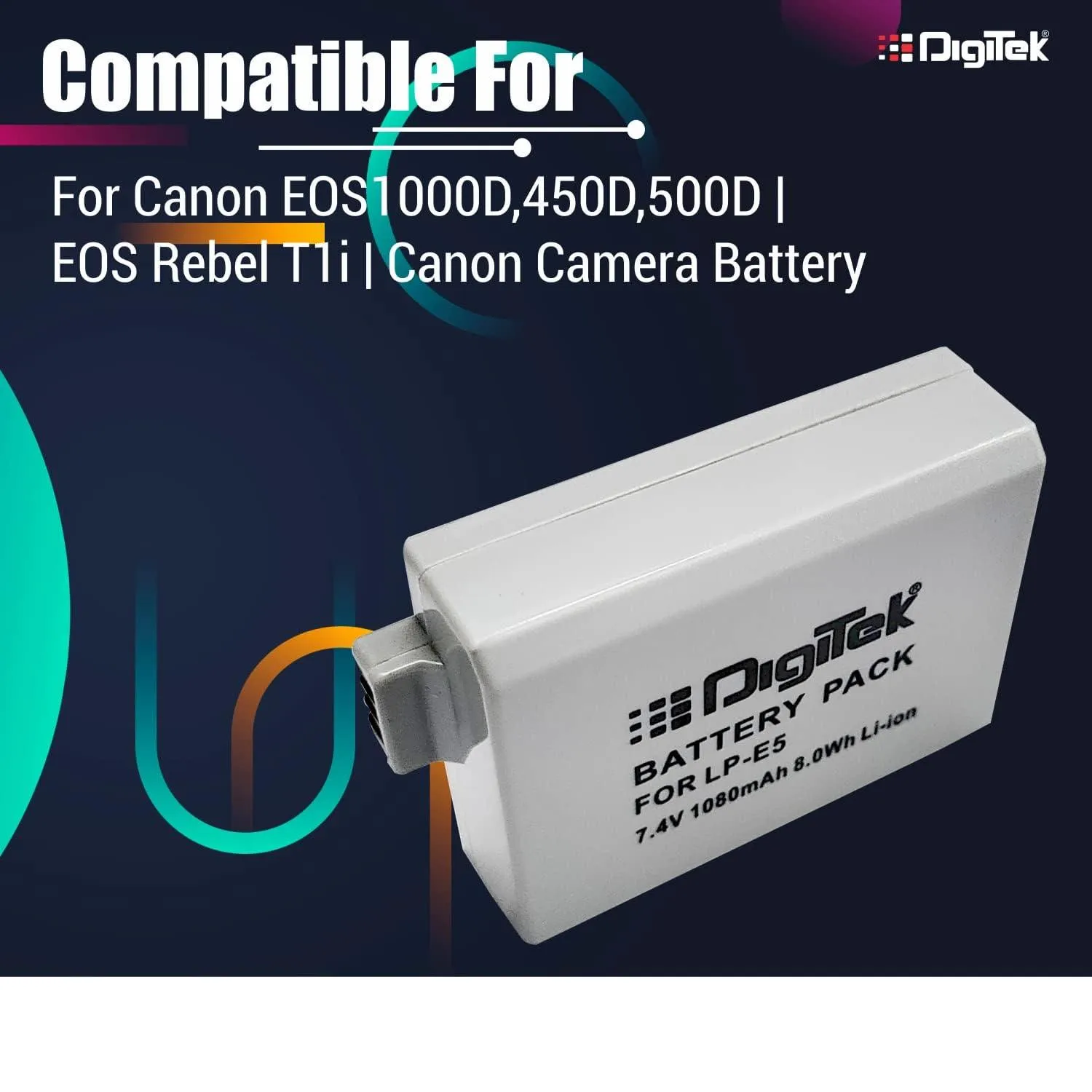 Digitek (LP-E5) 1080mAh LP-E5 Rechargeable Li-ion Battery for Canon Cameras (Grey)