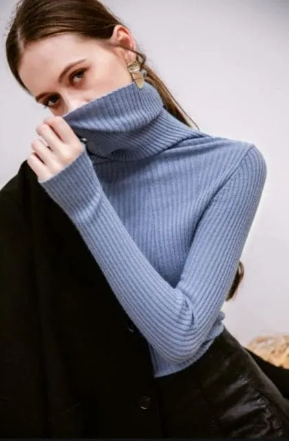 DressBetty - Korean Style Turtelneck Sweater Fashion Slim Casual Winter Sleeve Knitted Turtelneck Sweater Pull Femme Women's Clothing