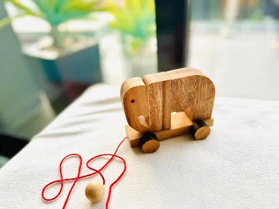 Elephant Pull Toy - Natural Wood Baby Toy, Pull Toy, Montessori Toy, Educational Toys, Wooden toy, Toddler wood Toy