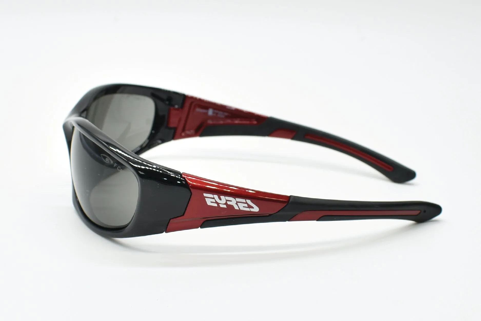 Eyres Bercy Gloss Black and Red Frame, Grey Lens Safety Glasses 150-S13-GY