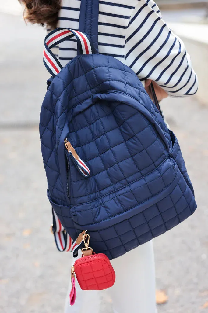 EZRA QUILTED NYLON BACKPACK, NAVY