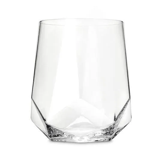 Faceted Stemless Crystal Wine Glasses - Set of 2