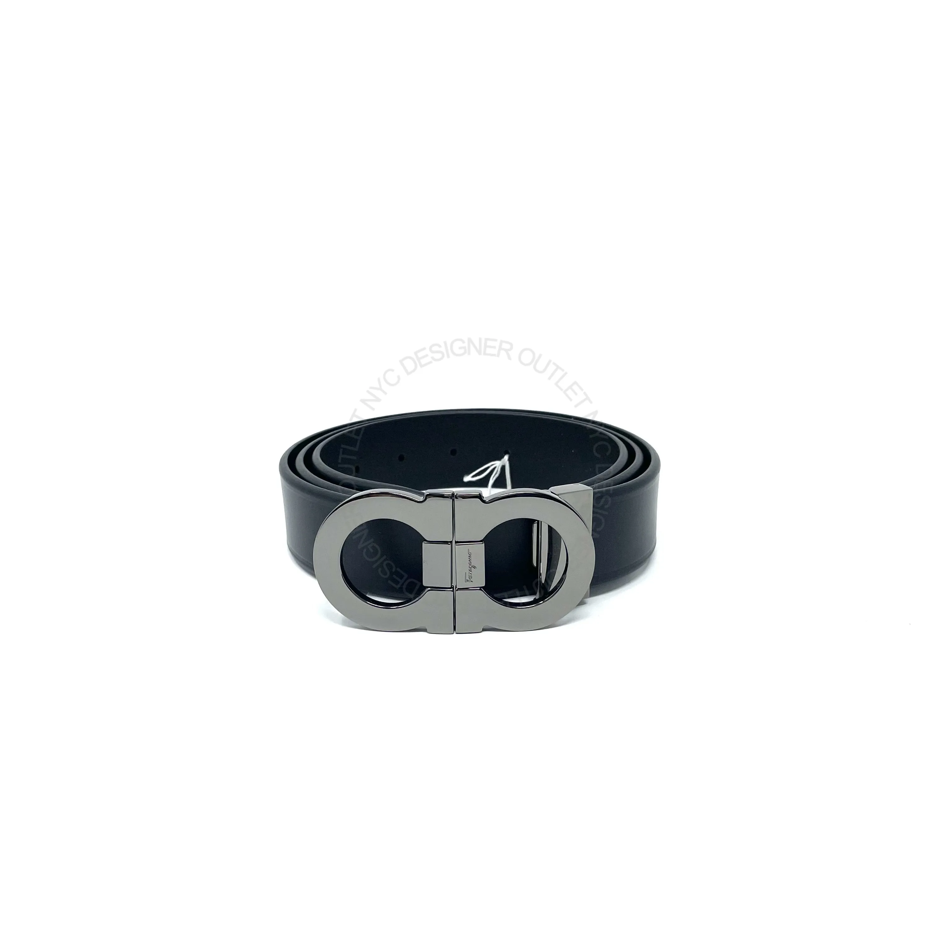 Ferragamo Black Leather Reversible Belt