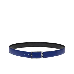 Ferragamo Black/Blue Leather Reversible Belt