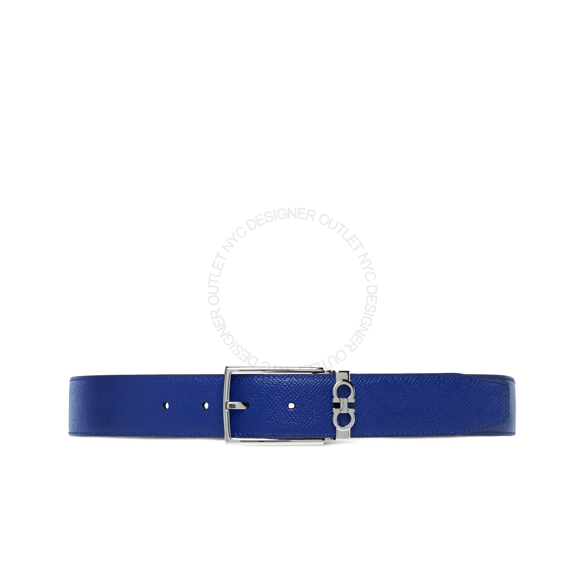 Ferragamo Black/Blue Leather Reversible Belt