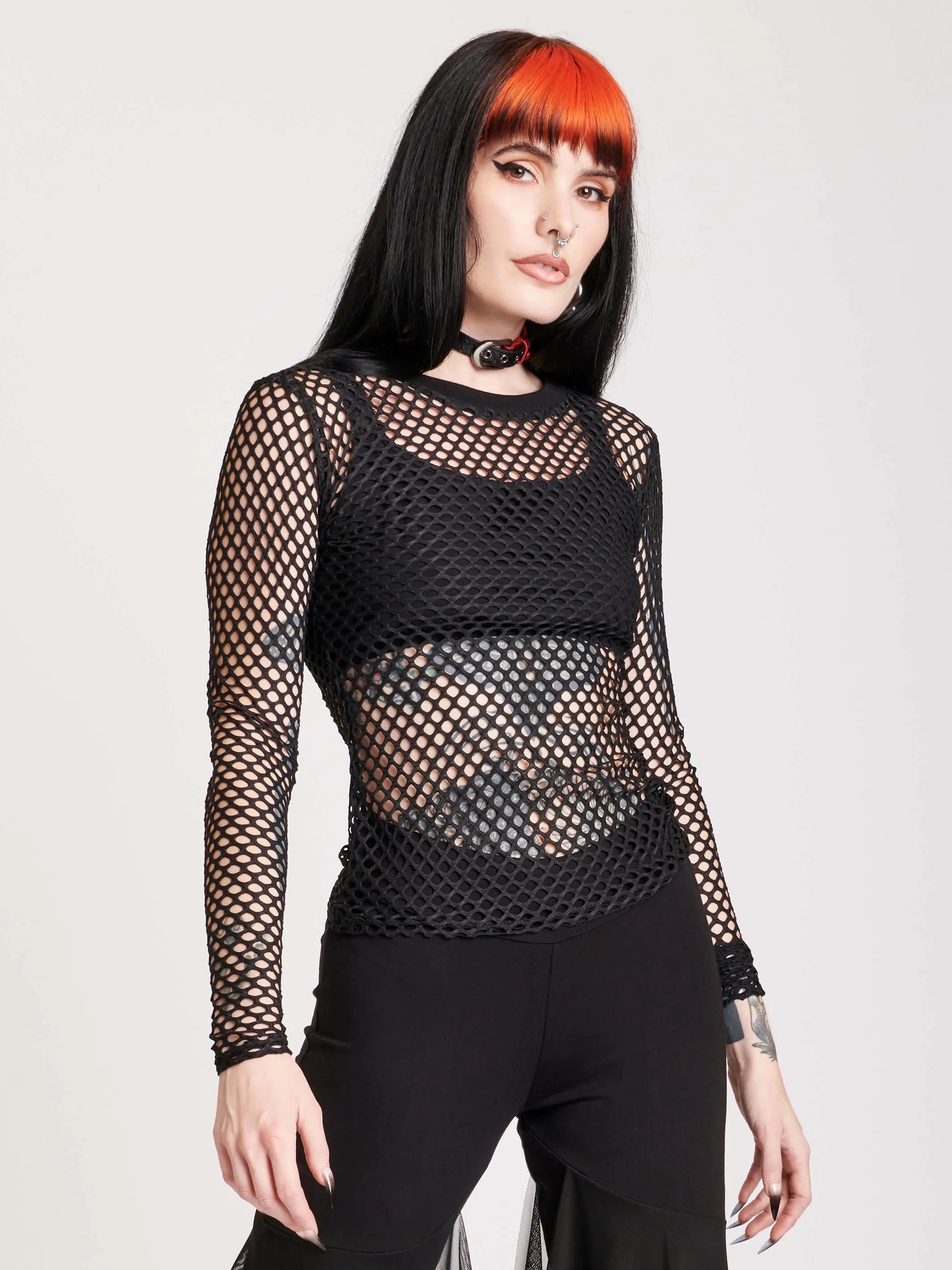 Fishnet Long Sleeve Top