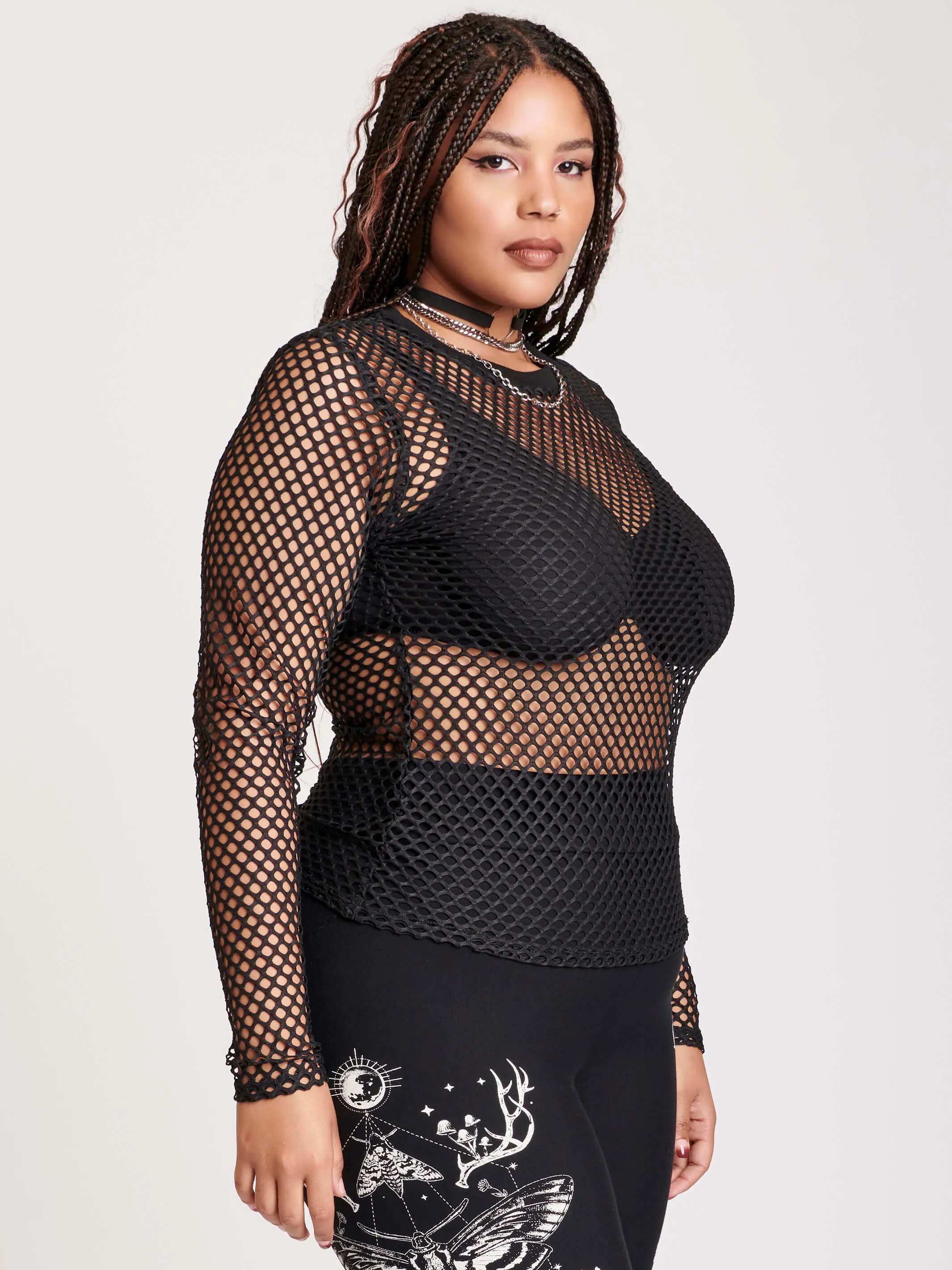 Fishnet Long Sleeve Top