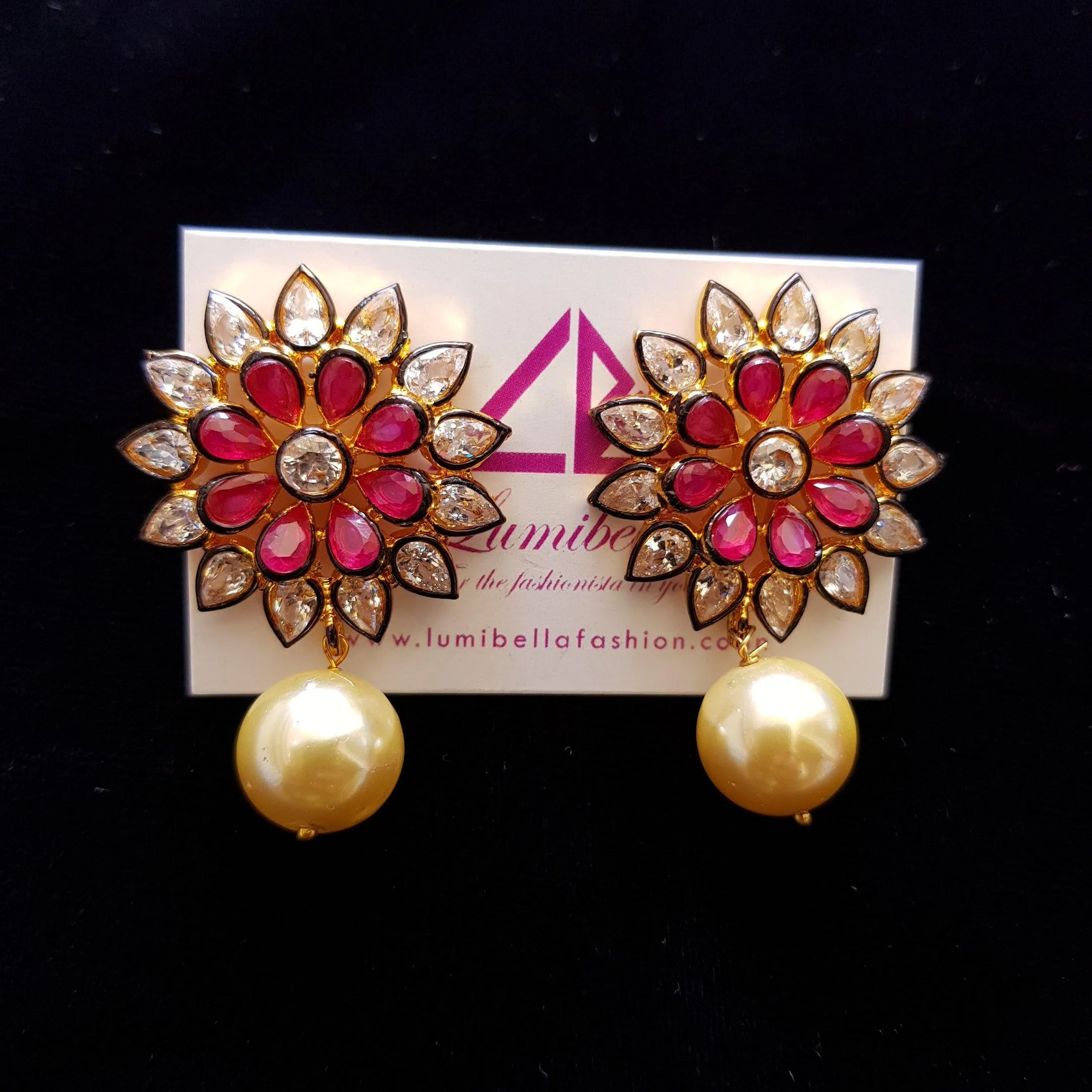 Flower Style American Diamond Studded Earrings