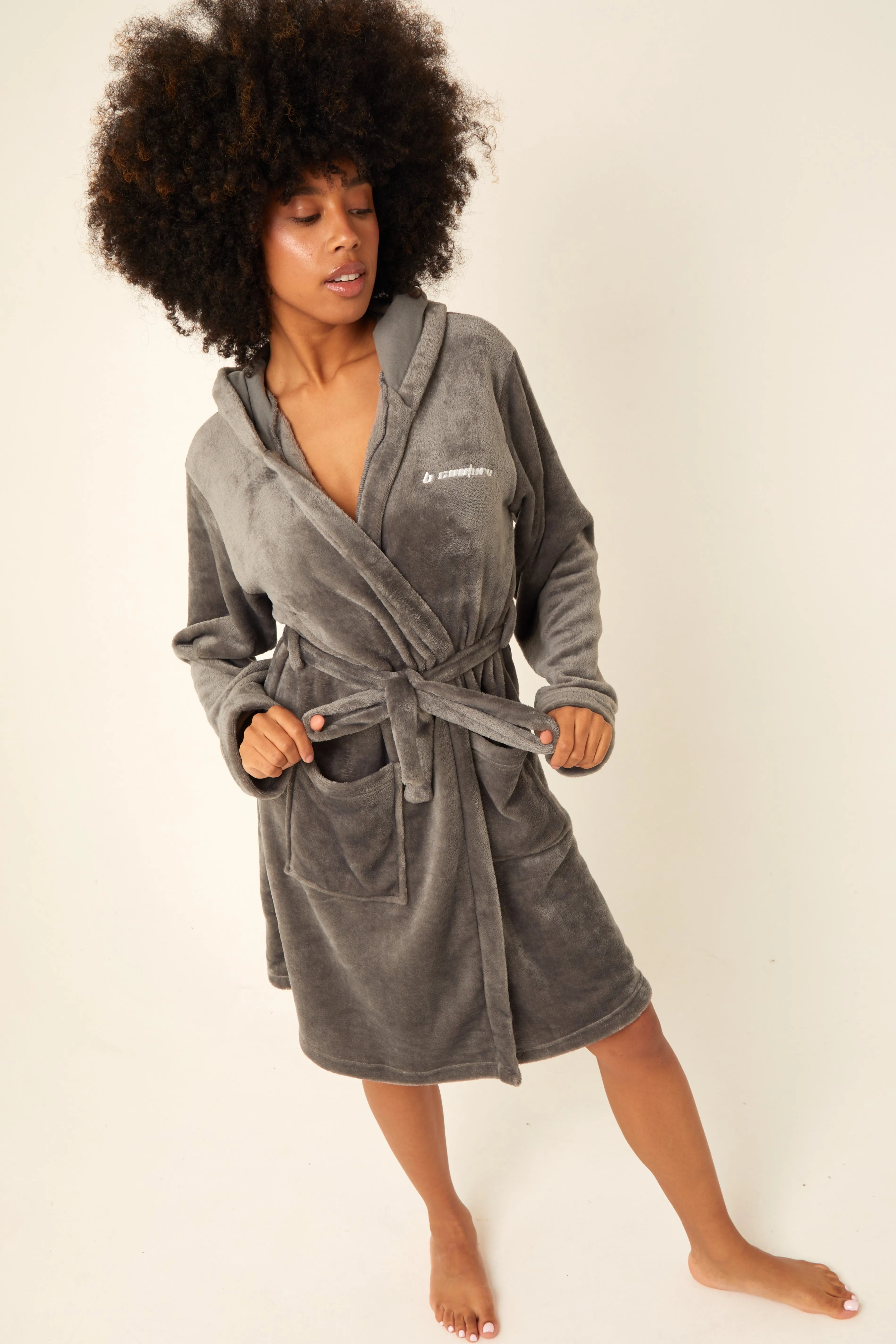 Fluffy Robe & Fluffy PJ Set Bundle - Charcoal Grey