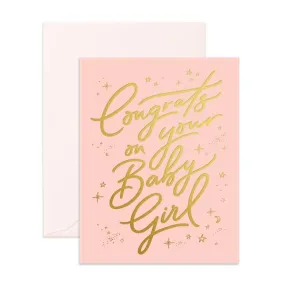 Fox and Fallow Congrats Baby Girl Card