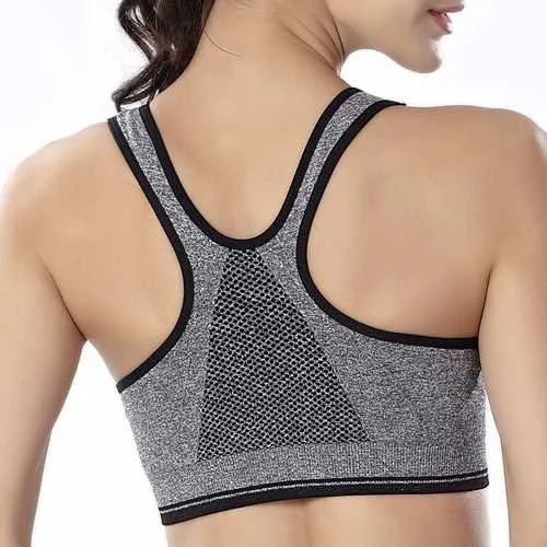 Front Zipper Fitness Shockproof Sports Bra