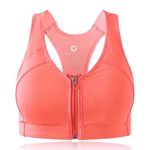 Front Zipper Padded Yoga Sports Vest Bra