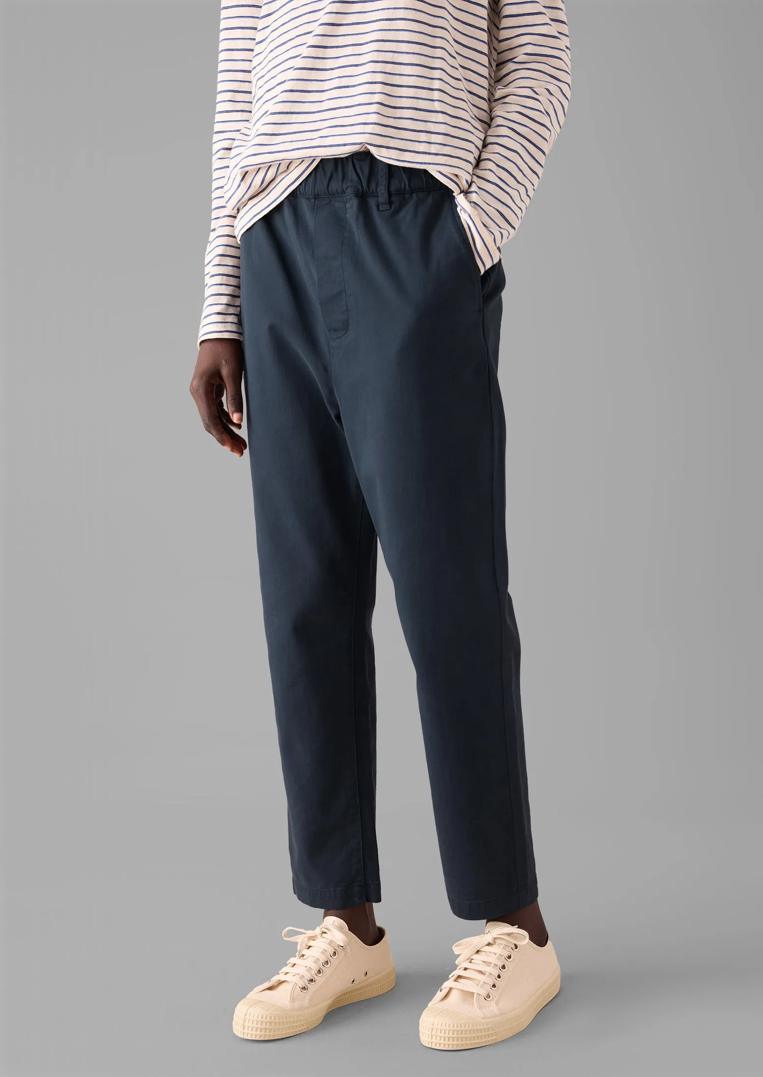 Gabi Cotton Pull On Trousers | Storm Blue