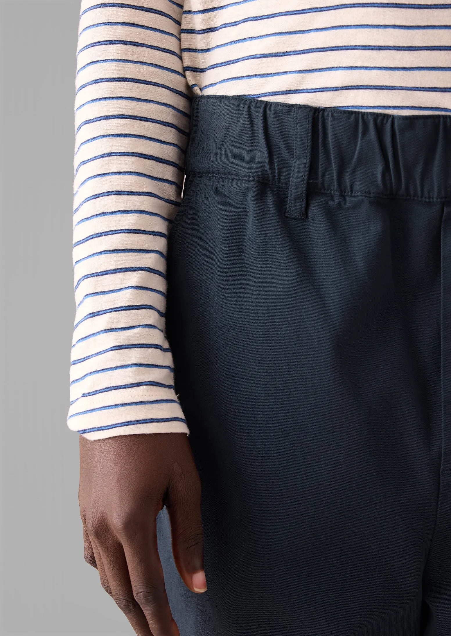 Gabi Cotton Pull On Trousers | Storm Blue