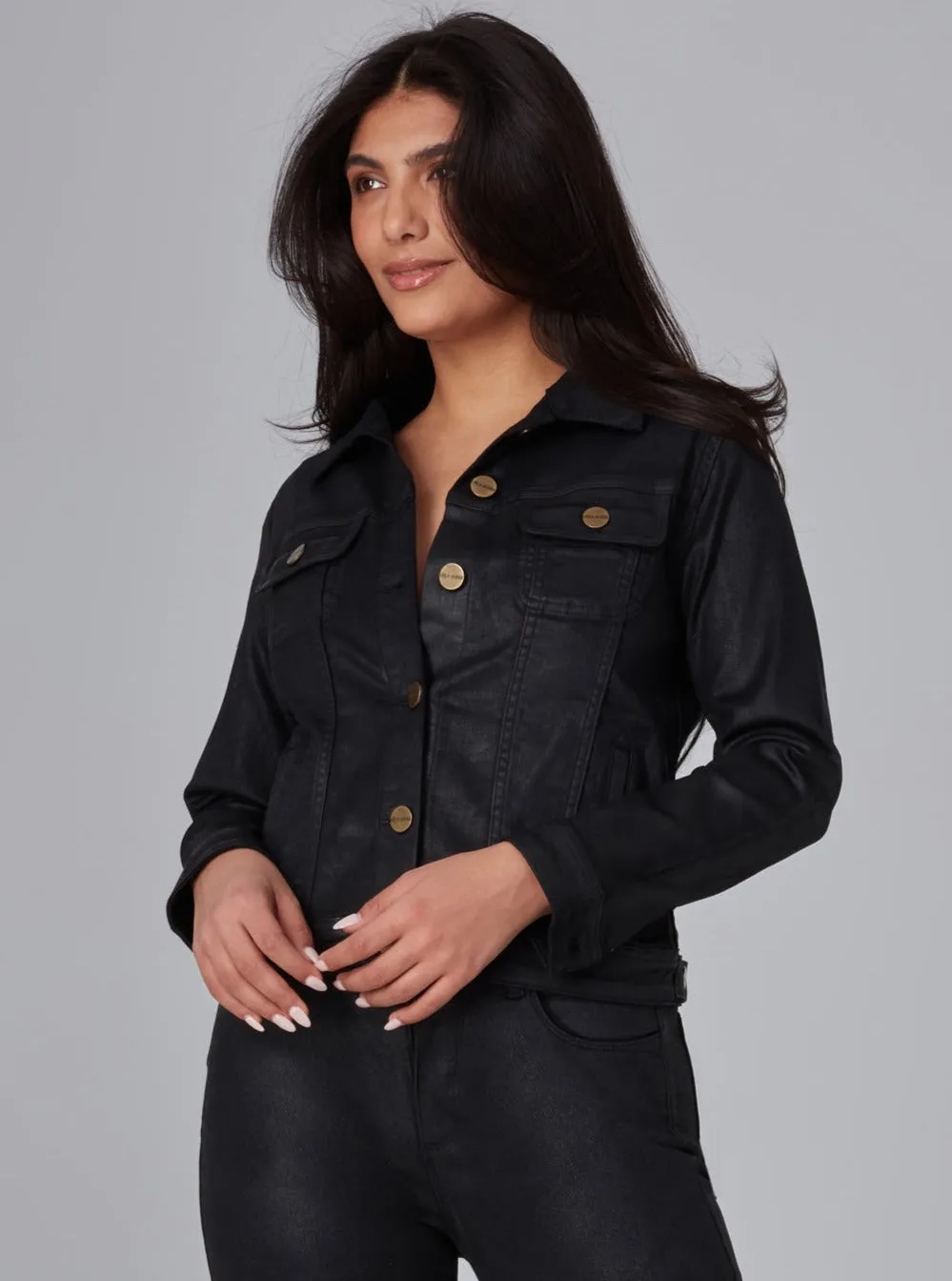 GABRIELLA-CBLK Classic Jacket - Coated Black