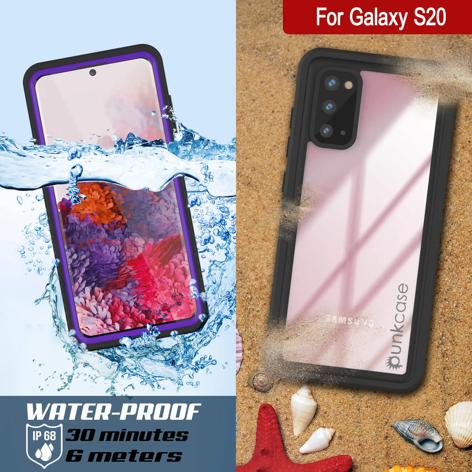 Galaxy S20 Water/Shockproof [Extreme Series] Slim Screen Protector Case [Purple]