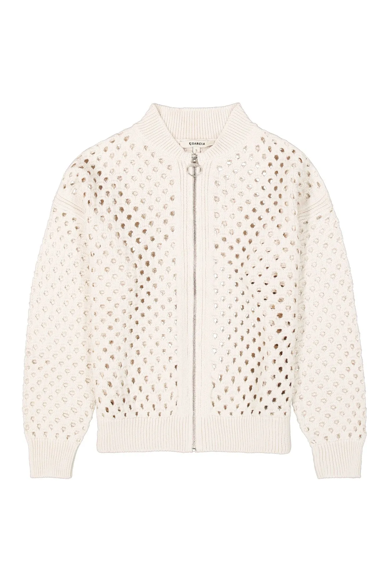 Garcia Cream Cardigan with Zipper Front